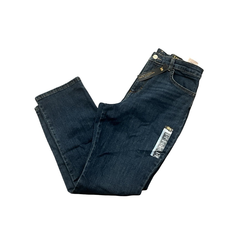 Women's Lee Ellis Dark Blue Straight Leg Instant Slim Relaxed Fit High Rise 12S